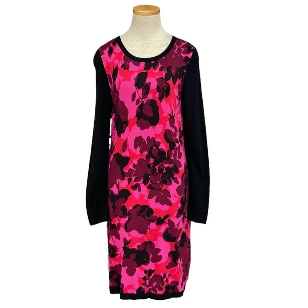 Michael Michael Kors Sweater Dress Long Sleeve Black Pink Size Medium M